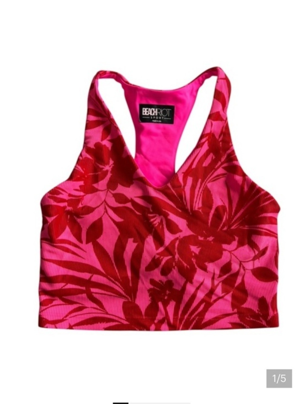 Beach Riot Pink and Red swim top